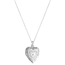 Amazon.com: 10k White Gold Diamond Heart Locket Necklace, 18