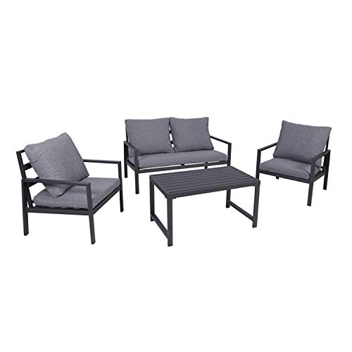 Mojawo Luxus Gartenmöbel Aluminium Terrassen - Lounge Set 11-TLG Anthrazit Garten Sitzgruppe Gartengarnitur Gartentisch…