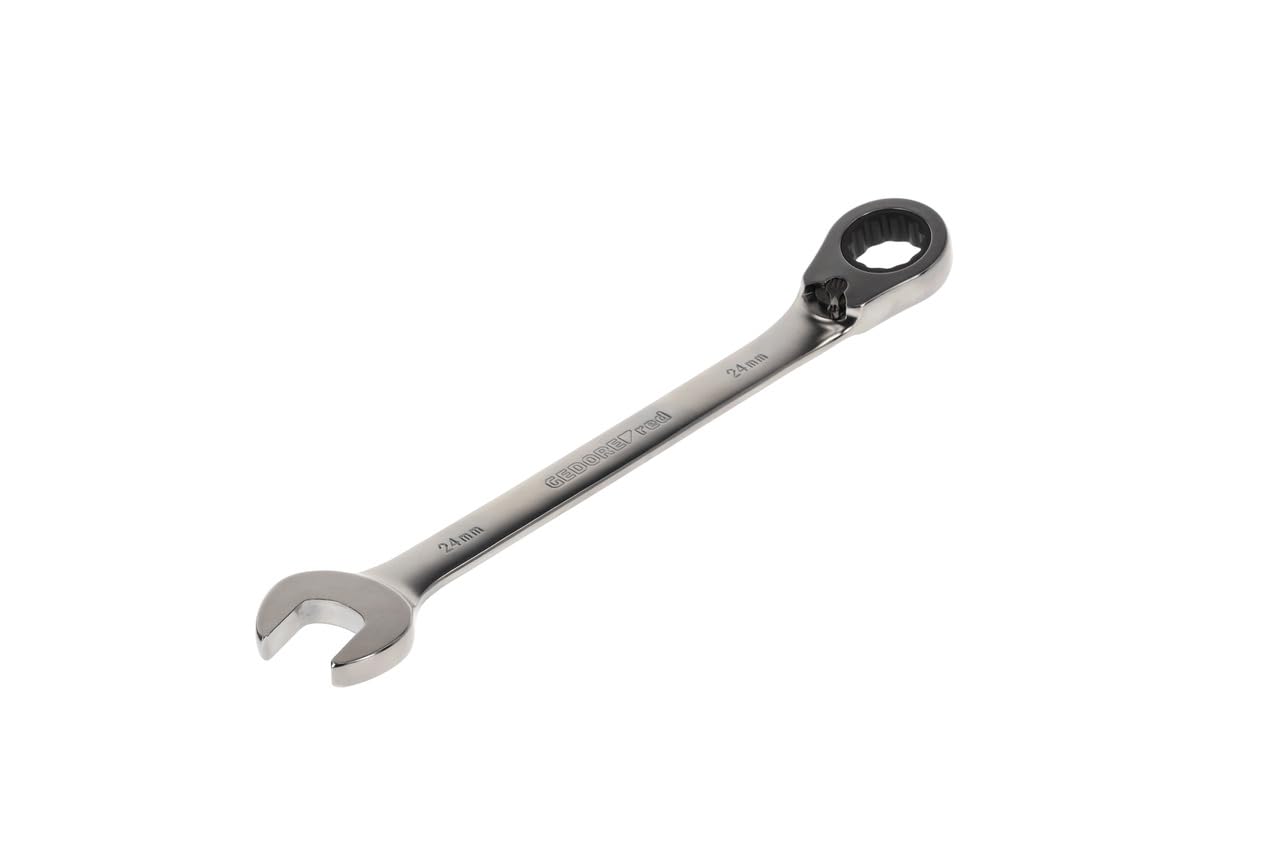 GEDORE red Combination ratchet spanner, Reversible, AF 24 mm, Angled, Flat, Bi-hex, Spanner, R07200240
