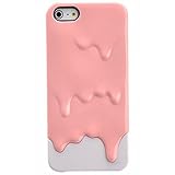 Generic Pink White 3D Melt Ice Cream Detachable Hard Case Cover for Iphone 5s