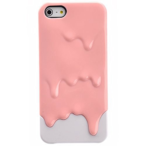 Generic Pink White 3D Melt Ice Cream Detachable Hard Case Cover for Iphone 5s
