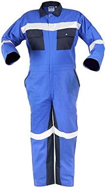 Club 21 Workwear Men's 210 GSM Cotton Reflective Coverall Boiler Suit (Royal and Navy Blue, XXL)