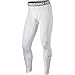 NIKE Men's Pro Tights, White/Matte Silver/Black, Large