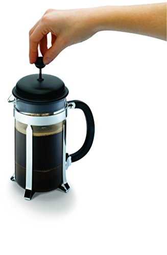 Bodum Caffettiera French Press Coffee Maker, Black Plastic Lid and Stainless Steel Frame, 8-Cup, 34-Ounce