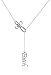 MORGAN & PAIGE .925 Sterling Silver Rhodium Plated Cubic Zirconia Cross and Faith Lariat Style Y-Necklaces for Women - Dainty Sterling Silver Necklace for Women, Jewelry for Her, 16.5