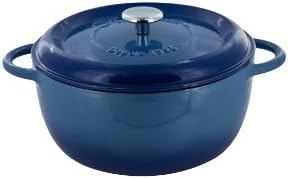 Fleur by Fontignac Enameled Cast Iron Round Dutch Oven, 2.4-Quart, Blue