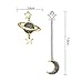 Korean Style Asymmetrical Moon and Stars Earrings Personality Earrings Gold Plated Cubic Zirconia