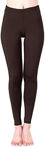 OFEEFAN Women's High Waist Cotton Spandex Stretch Jersey Leggings Coffee M