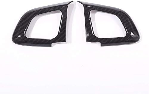Interior Auto Vehicle Accessory, for LHD RHD RR Evoque 2012-2017, Car Chrome Steering Wheel Button Frame Trim ABS Plastic Carbon Fiber, 2 pcs/set