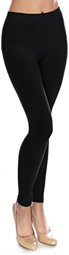Basic Solid Full Length Footless Tights Leggings Pants (One Size (Size 2-10), LG06 Black)