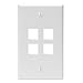 Leviton 41080-4WP QuickPort Wallplate, Single Gang, 4-Port, White primary