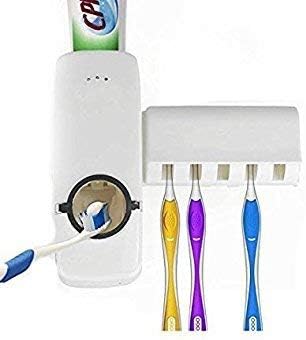 FASHIONS STORE Toothpaste Dispenser and Tooth Brush Holder for Home Bathroom Acessories