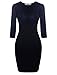 TAM WARE Women's Classic Slim Fit 3/4 Sleeve Knit Dress TWCWD050-BLACK-M (US S/M)