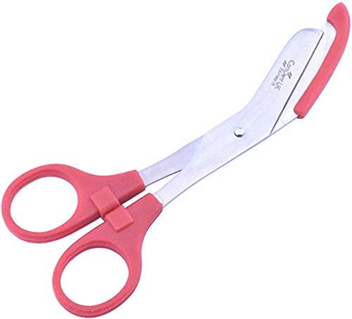 Bandage Scissors with Round Tip Perfect for Nurses,Veterinary and Home Use with with Colored Safety Guard 5 -Colours (Red)