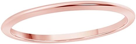 14k Rose Gold Plated Wedding Band Womens 1MM Dome High Polished Plain Anniversary Ring