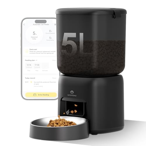 Automatic Cat Feeder, 5G WiFi Auto Cat Food Dispenser with Desiccant Bag,