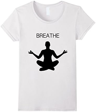 Womens Yoga Breathe T-Shirt Cool Design Small White
