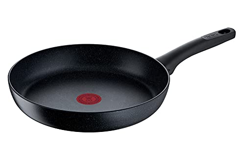 Tefal Poêle à Frire Black Stone G28106-28 Cm - Mineralia+ - Revêtement Anti-Adhésif - Sûr - Signal Thermique - Convient à L'Induction - Cuisine Saine - Effet Pierre - Noir