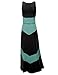 Awesome21 Color Block Striped Good Strech Waist String Maxi Dresses Black Mint Size M