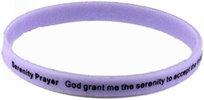 8150003 Set of 3 Serenity Prayer Thin Silicone Bracelet Band 6mm Adult Size 12 Step AA God Grant Me