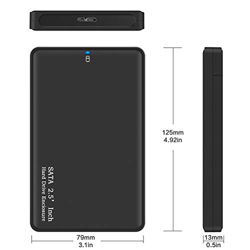 LEDMOMO Portable Tool-Free 2.5 inch External Hard Drive Enclosure USB 3.0 Micro B for 7-9.5mm SATA HDD/SSD up to 2 TB