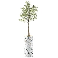 SIGNWIN Eucalyptus Tree with Navy Blue, Tan & White Fleck Paint Vase Geometric Shapes Minimalism Zen Relax/Calm Multicolor Ultra for Living Room, Bedroom, Office - X-Large 5 Feet (60