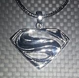 SuperMan/SuperGirl (Man Of Steel Style) 3D Stainless Steel Petite Pendant w/Leather Style Necklace