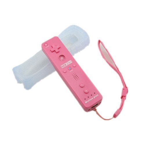 Wii Motion Remote,YUDEG Motion Plus Remote and Nunchuck Controller with Protective Silicon Case for Nintendo Wii Wii U (Pink)
