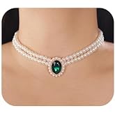 Jumwrit Dainty Layered Pearl Choker Necklace Boho Rhinestone Teardrop Butterfly Pendant Necklace Vintage Multi Strand Beaded 1920s Flapper Collar Chunky Chain Bridal Necklace for Women (Style3)