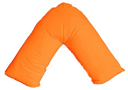 Maria Luxury Bedding & Linen V shaped Orthopaedic Nursing Pillowcase | Neck And Back Support | Pregnancy V-shaped Pillowscase (Orange)