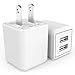 Wall Charger, 2.1A 12W Dual Port Portable Universal USB Wall Charger for Apple iPhone,iPad, Samsung Galaxy, HTC Nexus Moto BlackBerry, Bluetooth Speaker Headset & Power Bank, White (2-Pack)