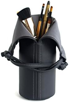 Black Cosmetic Bag Handmade Vegan Leather Makeup Bag Makeup Brush Holder Travel Makeup Brush Roll Makeup Brash Bag Vegan Makeup Brush Cup Makeup Cup