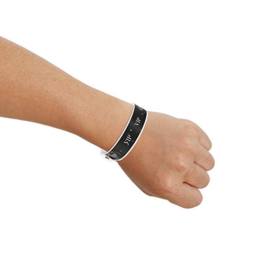 Ouchan Plastic Black VIP Wristbands - 100 Pack Vinyl Wristbands for Events Party Event Wristbands