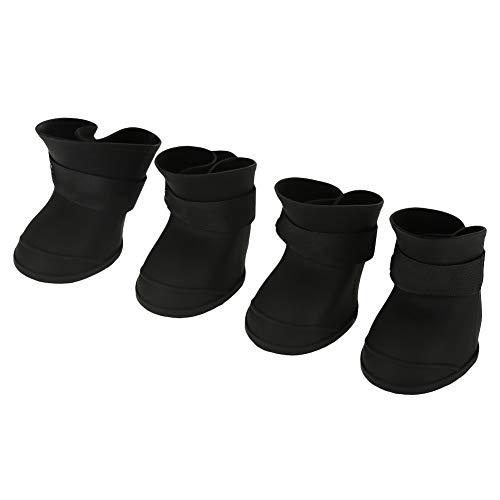 Dog Shoes, 4pcs Silicone Water Resistant Dog Shoes Anti-slip Dog Rain Boots Perfect for Puppy(L-black)