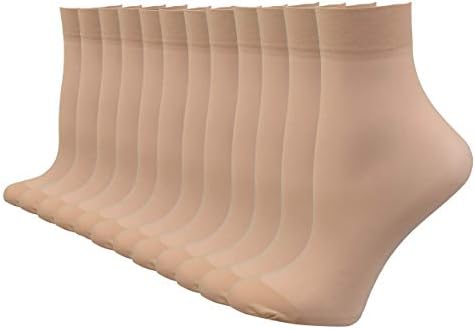 Fitu Women's 50D Extra Soft 12 Pairs Sheer Nylon Ankle High Tights Hosiery Socks