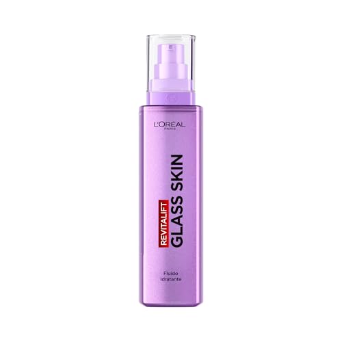 L'Oréal Paris Fluido Idratante Revitalift Filler Glass Skin, Idratazione Intensa, Effetto Glass Skin, Pelle Luminosa, Rimpolpata e Rughe Ridotte, Con Acido Ialuronico, Vitamine B3 e B5, 70ml