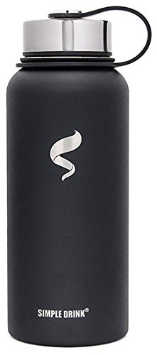 Stainless Steel Insulated Water Bottle - Wide Mouth Leak Proof Vacuum Outdoors Coffee Mug - Ice Cold Up to 24 Hrs / Hot 13 Hrs Double Walled Flask - Laser Marking