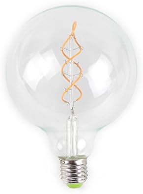 JSLINTER G125 Edison LED Bulbs 4W LED Light E26 Base 2300K Dimmable 4 Watts Clear Glass Flexible Double Spiral Filament Vintage 40W Incandescent Equivalent