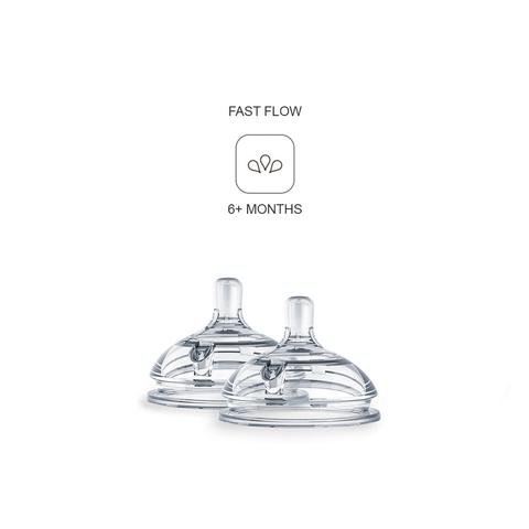 Comotomo Replacement Nipples in Fast Flow for Ages 6 Months (2-Pack)