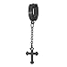 Pair Stainless Steel Black Huggie Hinged Hoop Earrings with Dangling Cross Unisex Men Women Boys