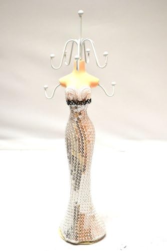 Embellished Silver Strapless Sequin Dress Mannequin Jewelry Doll w/ Diamond
