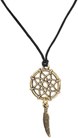 Joy of Giving Gold Tone Dreamcatcher Necklace on 20" Black Cord