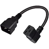 Toptekits C20 to C19 Elbow Plug Short Power Cord 1 Foot, IEC 320 C20 to 90 Degree Right Angle IEC C19 Short Power Cable, 16AWG,1ft/30cm