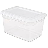 20 Quart Stackable Sterilite Storage Bins, Clear Box with White Lid. Ideal for closets, kids toys, clothing, pet supplies or anything that needs a container, Pack of 6