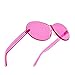 One Piece Oval Candy Colorful Sunglasses Transparent Rimless Round Clout Goggle Glasses (Pink)
