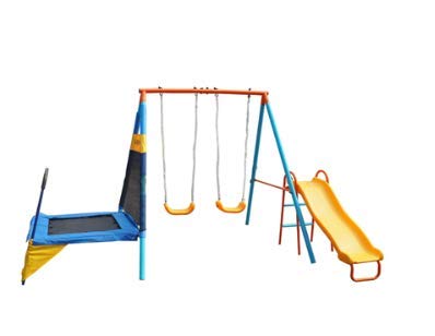 metal swing set with trampoline