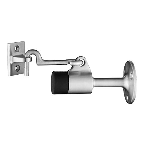 JQK Door Stop, SUS 304 Stainless Steel Sound Dampening Door Stopper Bumper with Hook Wall Protetor, Brushed, DSB2-BN - Thumbnail 5