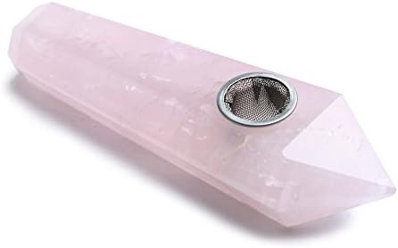 Hongjintian Natural Rose Quartz Crystal Wand Healing Stone | APPROX.3.5-4.3Inches