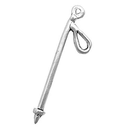 925 Sterling Silver Simple Sporty Snow Ski Pole/Stick Charm for Bracelet/Necklace - Thumbnail 3