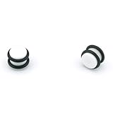 White Magnetic Design - Acrylic Fake Plugs - Cheaters - 0G Gauge - 8mm